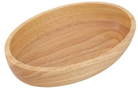 TräSkål, Båtformad Salladskål Stor Skål, Mångsidig Fruktskål med Elegant Träkorn för Sallad, Soppa, Havregryn, Frukt (20 cm*4,5 cm)