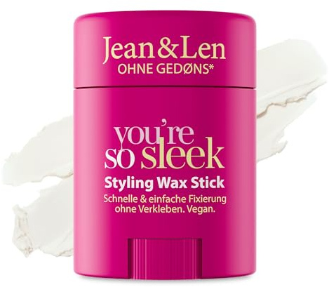 Jean & Len Cire coiffante en stick, pour les looks sleek & les cheveux de bébé, lisse les cheveux volants & offre une fixation forte sans coller, coiffure sans silicone ni parabène, vegan, 25 g