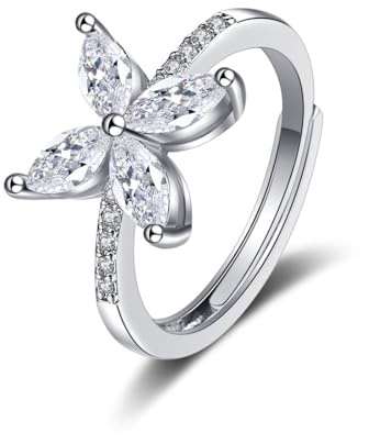 KnSam Verlobungsring Moissanit, Freundschaftsringe Klassiker Weißgold 18K 750 Marquiseschliff, Au750 Gold Antragsring Echter Schmuck, Silber, 60 (19.1)