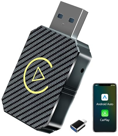 ZVD Wireless CarPlay, Adaptador Inalámbrico CarPlay, Convierte Fácilmente Android Auto CarPlay con Cable a Inalámbrico，Adaptador Android Auto Inalambrico，USB Carplay (1PC)