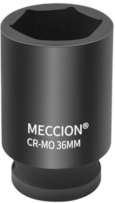 Meccion Douille à Chocs 36mm en 3/4 Pouce Entraînement, Robuste Cr-Mo 6 Pans Douille Profonde, 78mm Longue