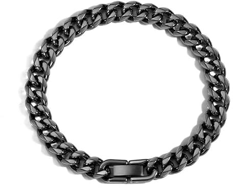 JSNOM Herrarmband kubansk länk: Kubansk kedja handledsarmband med rostfritt stål stängning, svart silver guld länk armband för män, 7.5inch, Rostfritt stål, Ingen ädelsten