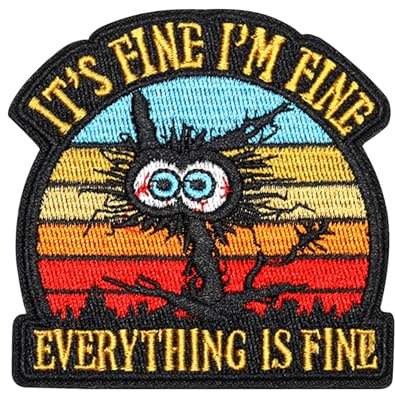 Yooyan Klett Patches It's Fine I'm Fine Everything is Fine Lustig Patches Süße Katze Klett MilitäR Taktisch Aufnäher Patch, Stickerei Aufnäher für Kleidung Rucksack Jacken Hundegeschirr Militär