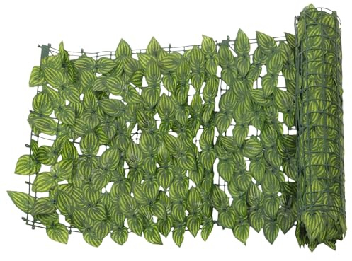 BAZEITFLOW Pantalla de Artificiales para Privacidad Cerca Verde Decorativa de Plástico Resistente para Jardín Balcón y Terraza con Diseño de Simuladas para Ocultación y Ventilación