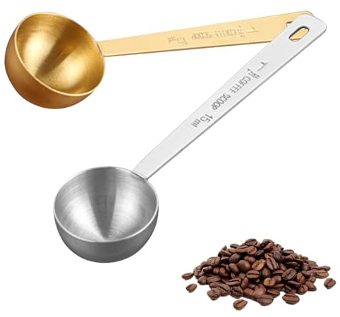 Ritual, cucchiaio dosatore in acciaio inox color oro e argento, 15 ml, con manico lungo, cucchiaio dosatore di precisione per caffè, proteine in polvere, collagene, latte in polvere, tè sfuso, farina