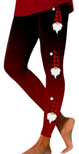 Julleggings, dam, stretch, eleganta, julleggings, varma julbyxor, yogabyxor, långa hög midja, träningsbyxor, sportleggings, träningsbyxor, sportleggings, juldräkt, A5-vin, M