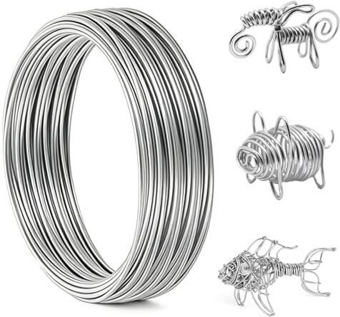 Basteldraht 1.2mm x 30 m, Biegbar Flexibel Silber Aluminiumdraht, Aluminium Schmuckdraht für Basteln Schmuckherstellung Bindedraht Modellierdraht DIY-Skulpturen, Bonsai-Bäume