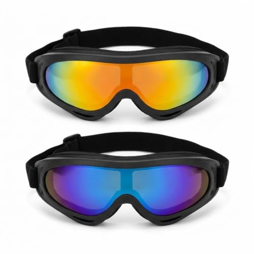 hundebrille 2er Set UV-Schutz für mittlere und große Hunde | 2er Set Hundebrille mit UV-Schutz, verstellbaren Bändern und Schutzbrillen-Form für Schnee, Outdoor und Auto