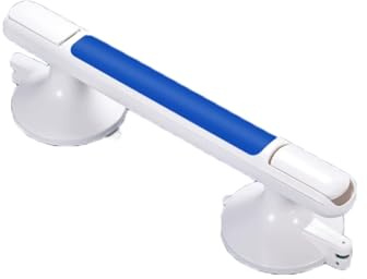 Maniglioni for doccia, 12 pollici, con indicatori di sicurezza, maniglioni for bagno a ventosa, nessuna perforazione richiesta, rimovibili(Blue)