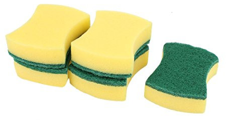 Sourcingmap Scouring Pads Non-Scratch Scouring Sponge Scrub Pads Scourer Kitchen Bowl Dish Cleaning Pad 5 Pcs Yellow Green