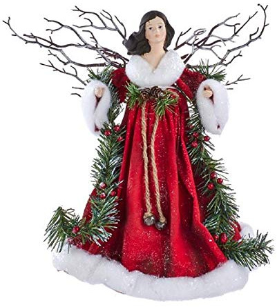 Kurt Adler 14-Inch Fabric Mache Red Angel Treetop