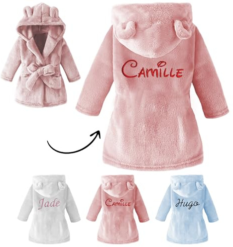 KDO MAGIC Peignoir bébé personnalisé avec un prénom Rose 18-24 Mois