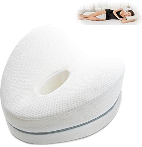 LAPONO Cuscino per Gambe per Dormire Morbido Memory Foam Leg Pillow per Supporto Ortopedico Postura Ginocchia Ideale per Mal di Sciatica e Problemi Posturali (Bianco)