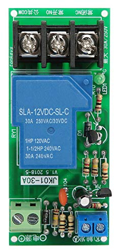 Oumefar Temporizador Ajustable Retardo DC 12V 30A Retardo Interruptor de Encendido/Apagado Módulo de relé Temporizador Relé Temporizador Multifuncional Estable de Alta precisión para Equipo