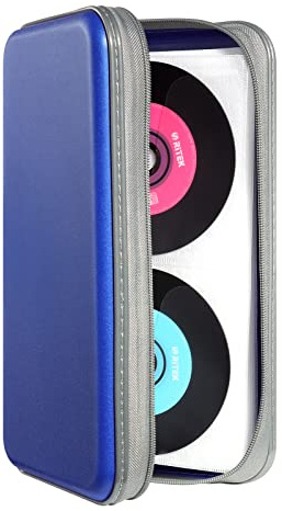 DVSICK DVD Case Hard,96 Capacity Plastic Protective Disc CD Holder for Car CD Case Organizer Wallet Protective DVD Storage (Blue)