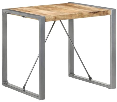 vidaXL Raues Mangoholz Esstisch Industriestil Küchentisch Esszimmertisch Holztisch Speisetisch Tisch Esszimmer Küche 80x80x75cm Stahlbeine
