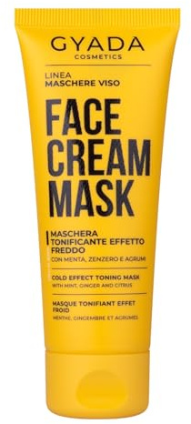 GYADA COSMETICS, Maschera Viso Tonificante Effetto Freddo, Energizzante, Rinfrescante, Rende la Pelle Compatta ed Elastica, Per Tutti i Tipi di Pelle, Formula a Base di Zenzero e Limone, 75 ml