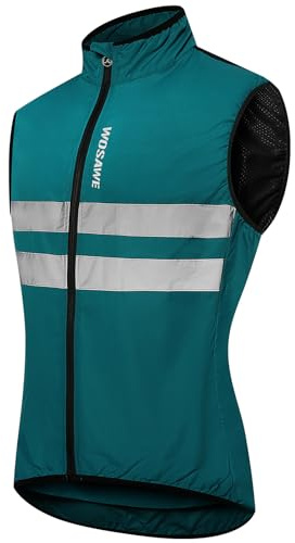 WOSAWE Homme Gilet de Cyclisme Ultraléger Respirant Veste sans Manches de Vélo Coupe-Vent avec Haute Visibilité (BL205 Navy M)