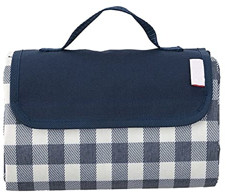 Basketballkorb Picknickdecke Outdoor, 200x220 cm Campingdecke mit Wasserdicht Unterseite, Groß Stranddecke für Festivals Strand Picknick Reise (Color : Blue Grid, Size : 200x220cm)