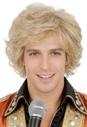 LeMarnia 70er Jahre Herren Perücken Blond Kurze Lockenperücke für Männer Cosplay Halloween Kostüm Perücke