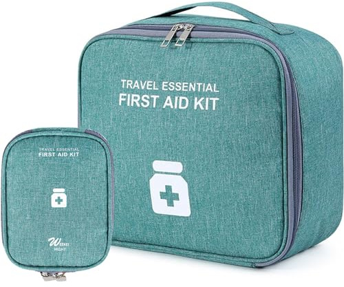 Bolsa Médica Vacio, 2 Piezas Bolsa de Primeros Auxilios Bolsa de Medicinas, Bolsa De Medicina Portátil, Mini Bolsa Médica Botiquín de Primeros Auxilios para Familia, Deportes al Aire Libre (Verde)