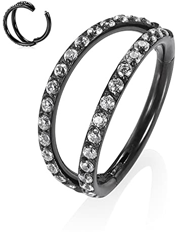 AROWRO Double Open Stack Septum Clicker Nasenringe Conch Daith Piercing Schmuck Knorpelohrring Hoop Chirurgenstahl Conch Daith Helix Rook Lobe Ohrring 18G 16G
