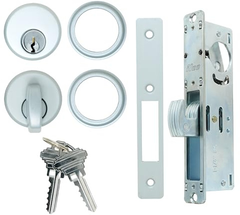 Summit DOORWARE Hook Bolt with Keys | Adams Rite Style Door Lock Replacement Parts | Mortise Lock with Thumbturn Cylinder | High Grade Lock for Maximum Security | Aluminum Finish | 1-1/8 Backset