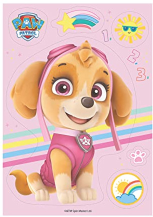 Dekora - Tortendeko Essbar zum Ausschneiden | Paw Patrol Tortenaufleger mit Skye Design aus Zuckerfreiem Esspapier