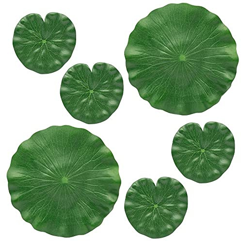 Künstliche Lilienblätter,6PCS Realistische Schwimmende Schaum-Lotusblätter Floating Lotusblatt Seerosenblätter Künstlich Lotusblatt für Terrasse Koi Fisch Teich Pool