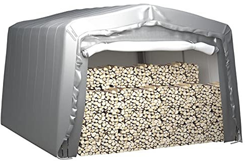 Homgoday Tenda da magazzino, multiuso, per garage e garage, resistente ai raggi UV, 370 x 370 cm, in acciaio grigio