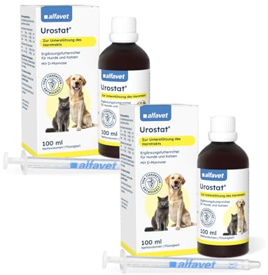 Alfavet Urostat | Doppelpack | 2 x 100 ml | Flüssiges Ergänzungsfuttermittel für Hunde und Katzen | Zur ernährungsphysiologischen Stabilisierung der Harnwege
