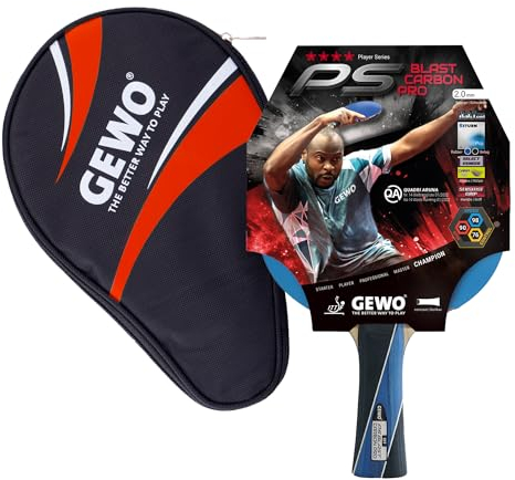 GEWO PS Blast Carbon Pro Tischtennisschläger & GEWO Tischtennisschläger Hülle mit Ballfach rot - ITTF genehmigter Profi-Tischtennisschläger, konkav, 2,0mm Schwamm