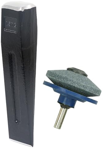 SPARES2GO Log Splitter 1.5KG 8 Wood Splitting Chisel Wedge + Drill Blade Sharpener Attachment Kit