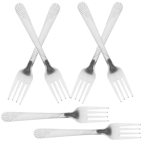 OUNONA 8St Kreative aus Edelstahl Gabeln aus Edelstahl Metallgabeln Obstpicks Besteck Nudelgabel Haushaltsgabel Muster Geschirr Sandwich Löffel Steak Grillwerkzeug Rostfreier Stahl