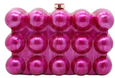 GSYPS - Bolso de noche con forma de concha para mujer, con efecto mármol brillante, para llevar de mano, al hombro o en bandolera, D-Fucsia