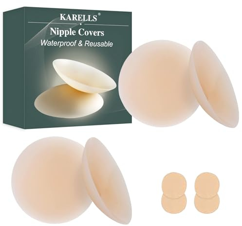 Réutilisable Cache-tétons, Cache Teton en Silicone, 2 Paires Réutilisable Cache-tétons, 8cm Réutilisables et Auto adhésifs, Cache Teton Femme, Nipple Cover Confortables et Étanches