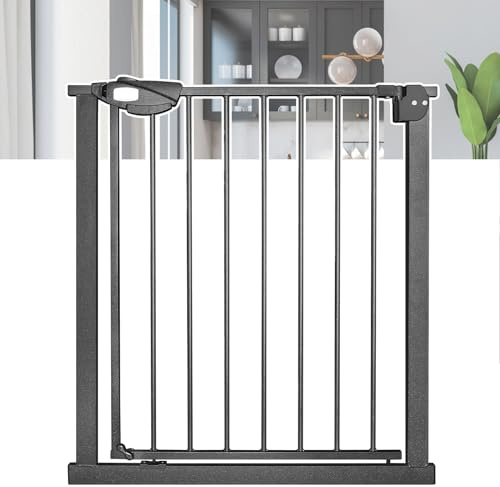 FIVMEN Cancelletto di Sicurezza per Bambini Cancello per Scale Cancello per Porta Senza Foratura Porta per Cani con Chiusura Automatica Cancelletti di Sicurezza per Porte e Scale 75-85 cm (Nero)