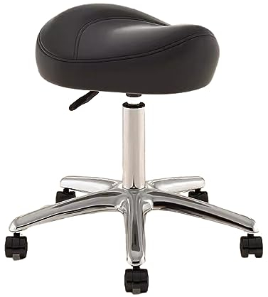 Höhenverstellbarer Sattel-Bürostuhl, 36–50 cm Dental-Rollhocker mit drehbarem PU-Rad – Salon-Sattelsitz aus Metall