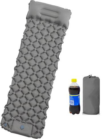 HYPIQQ Isomatte Camping Isomatte Selbstaufblasend Mit Fußpumpe Kissen Ultraleicht Isomatte Schlafmatte Für Outdoor Wandern,Grau