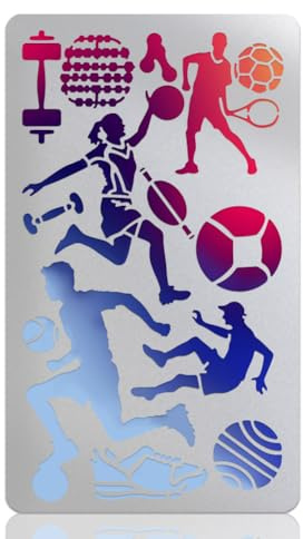 UNICRAFTALE 1 Stück Metallschablone Sportball Schablone Sportcharakter Schablone Fußball Basketball Schablonen Vorlagen Für Journale Schablonen Für Holzschnitzerei Zeichnung Gravur Scrapbooking