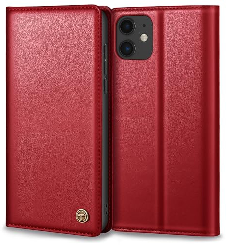 Thorhülle Handyhülle für iPhone 12/12 Pro Hülle, Premium Lederhülle Schutzhülle Tasche für iPhone 12/12 Pro Hülle Wallet Kartenfach Standfunktion Klappbar Flip Case für iPhone 12 Hülle, Rot
