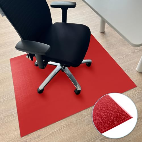 Floordirekt Tappetino Protettivo per Pavimento 90 x 150 cm, Rosso – con Bordo smussato – Base per Sedia da Ufficio in PVC, Protezione Pavimento, Tappetino Protettivo per Laminato, parquet, Pavimenti