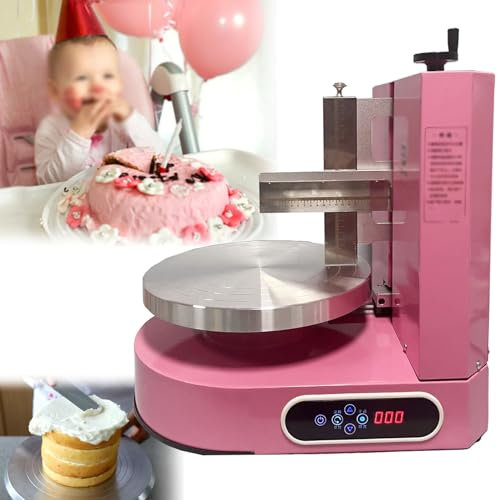 LYFDPN Birthday Cake Baking Tools, Automatic Cake Cream Spreading Coating Smearing Machine,Smoother Tool for Cake Bread Buttercream (Pink)