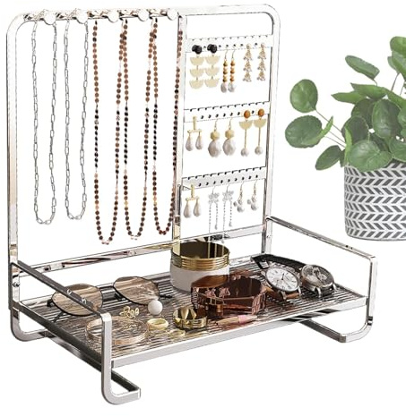Demsyeq Smyckeställ, metall armring förvaringsskärm, smyckeshållare organiseringsstativ träd för örhänge halsband ring armband display och förvaring