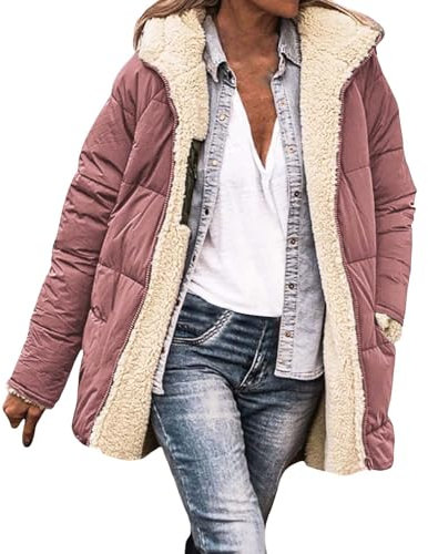 Chanpning Damen Wintermäntel Lang Auf Beiden Pufferjacken Warmer Kapuzenmantel Damen Winterjacke Casual Wintermantel mit Kapuze Frauen Oberbekleidung Outdoorjacke Steppjacke Steppmantel