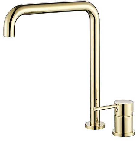 Miscelatore per lavabo moderno ed elegante, girevole a 360°, rubinetto per lavabo alto da appoggio, in ottone, maniglia singola, doppio foro, rubinetto per lavabo da appoggio, miscelatore per lav
