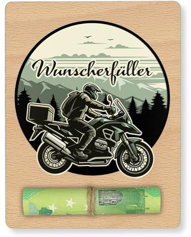 ZUKLA Verpackung Geldgeschenk Motorrad - 13 x 10 cm - Geldgeschenk Verpackung Holz - Geldgeschenke Motorradfahrer - Gutschein Motorrad Geschenke für Männer & Frauen