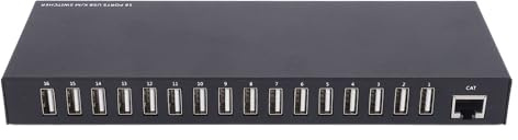 16 Port USB Switcher, Breite Kompatibilität, 2 Steuermethoden, Umfasst 17 USB -Kabel, Hohe Leistung, Einfache Installation, Eisenmaterial