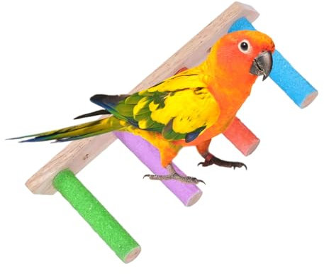 Vogelleiter Für Käfig | Kletterleiter Aus Holz Für Vögel | Robustes Zubehör, Krallenpflege & Beschäftigung Für Tägliche Aktivitäten