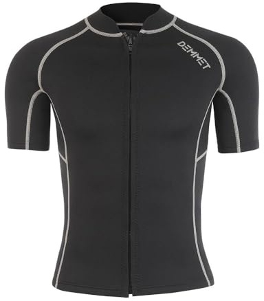 DEMMET Haut de Combinaison de Plongée Shorts de plongée 1.5mm-3mm Veste de Combinaison Manches Courtes de plongée Hommes Femmes Diving Short Short Sleeved Top (3MM Haut Homme, L)